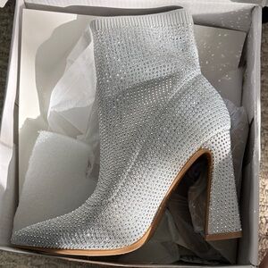 Dream Pairs Sparkling Silver Heeled Boots